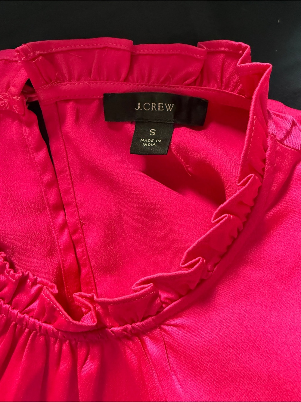 J. Crew Ruffled Neck Blouse in Hot Pink